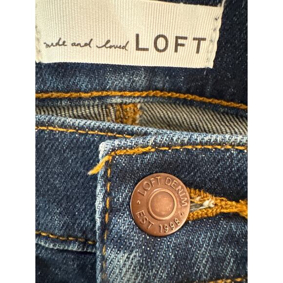 LOFT The Slim High Rise Dark Wash Ankle Jeans Women Size 4/27 Classic Stretch - Picture 5 of 7